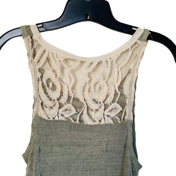 Bowie Vintage High Low Lace Rosettes Portrait Detail Tank Top Sz L - Picture 7 of 15